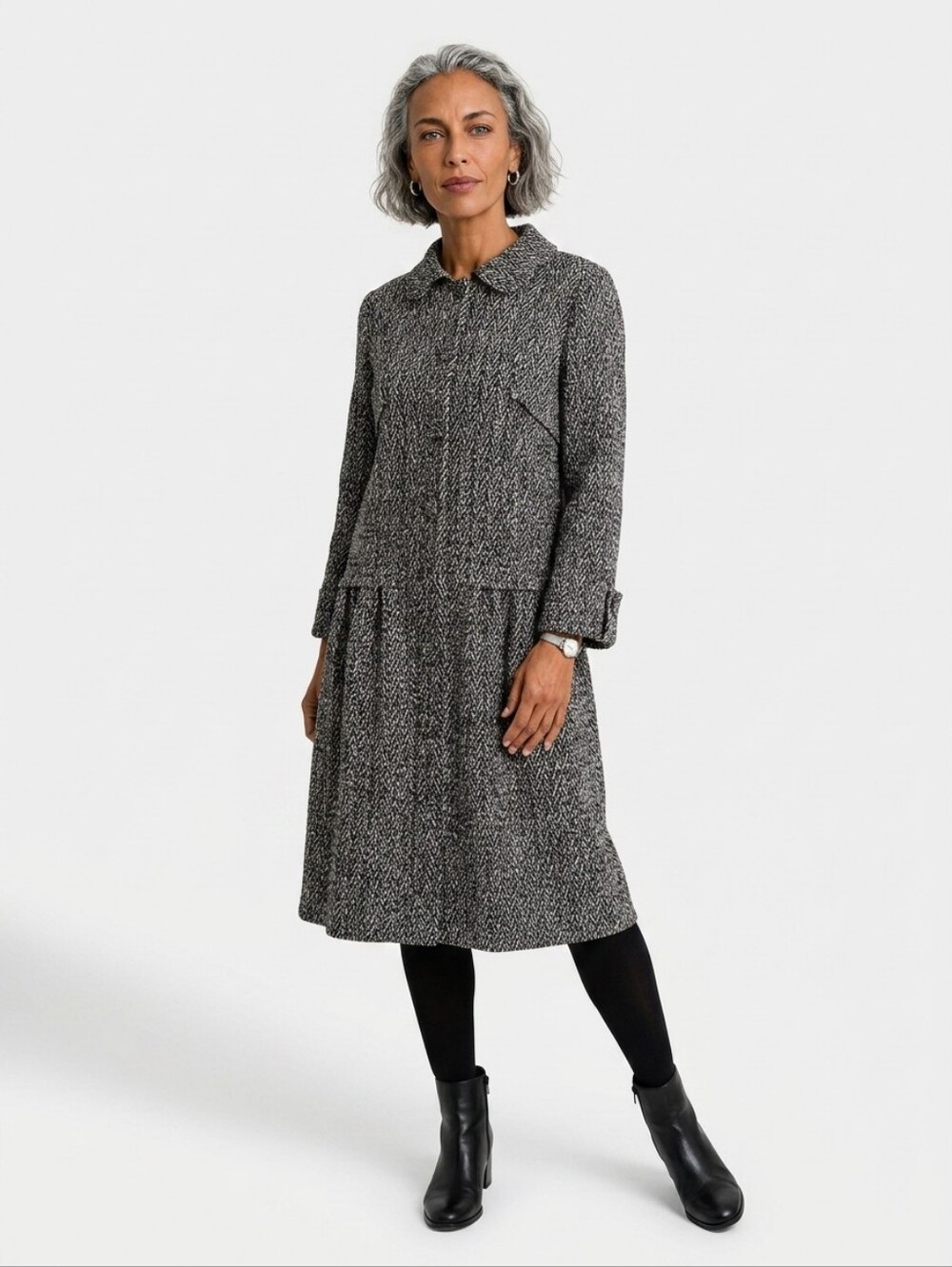 Chico's Black & White Nail-head Pattern Jacket - M